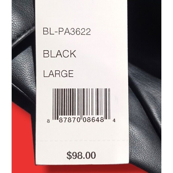 Lucy Paris Belted Paper Bag Waist Black Faux Leather High Rise Womens Sz L Pant - Picture 13 of 16